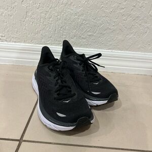 Hoka Clifton 8 Black and White Sneakers